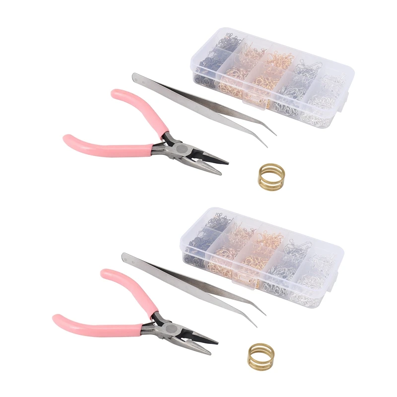 

2256 шт., Набор для изготовления сережек с крючками для сережек, колечками, плоскогубцами, пинцетом, Открывателем для колец для сережек