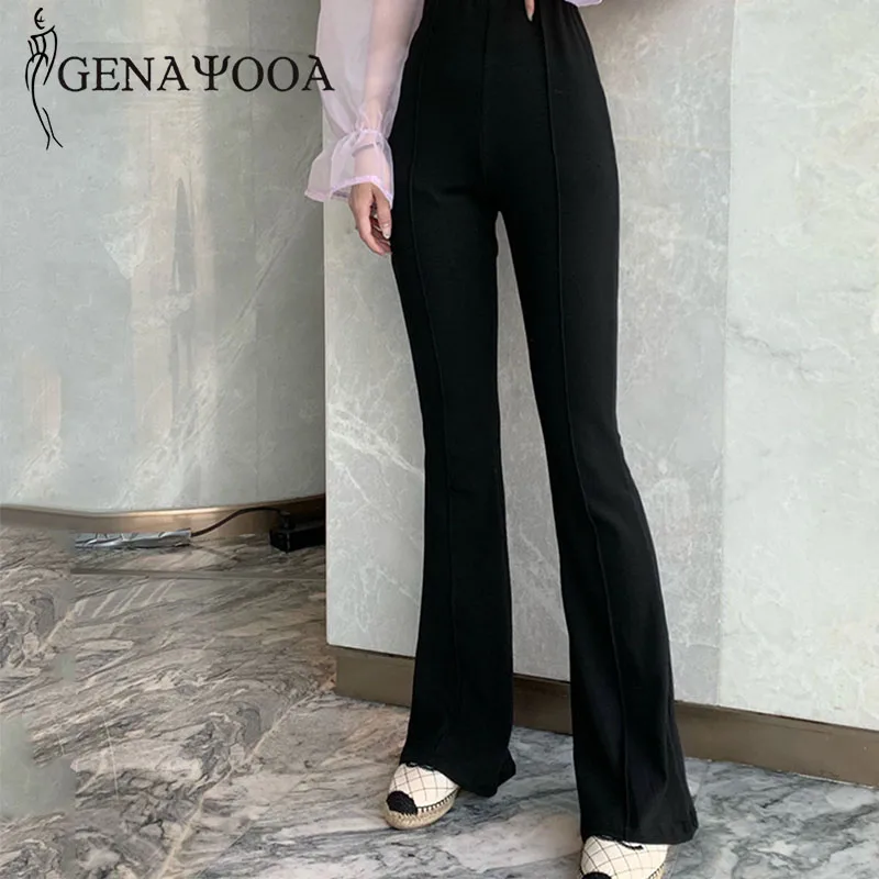 Genayoa обтягивающие черные вязаные широкие брюки уличные женские