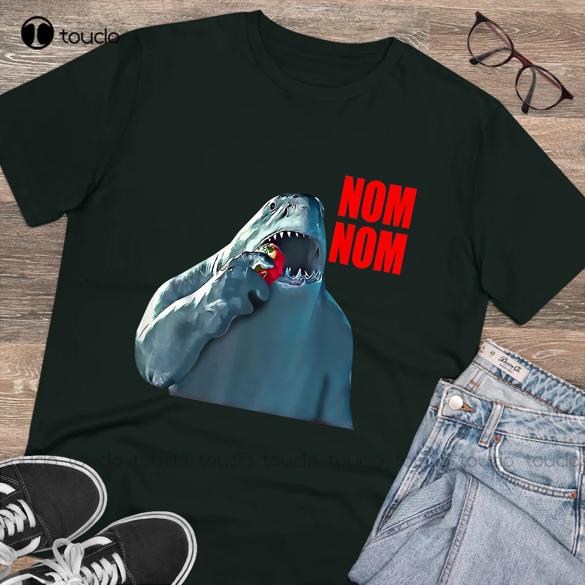 

New King Shark Nom Nom T Shirt Men Fashion 2021 Women T Shirt Short Sleeve Large T-Shirts For Men