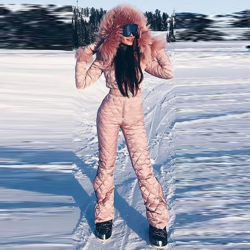 Супертеплая зимняя Лыжная куртка, штаны, дышащий зимний костюм, цельный лыжный костюм, женский зимний комбинезон, флисовый комбинезон для г...
