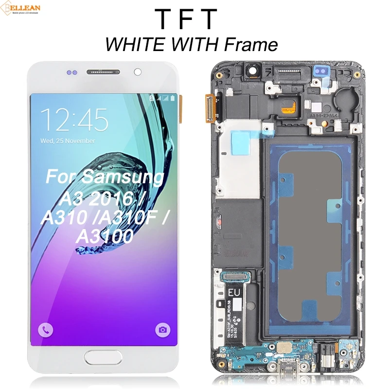 Catteny Акция A3 дисплей для samsung Galaxy A310 Lcd кодирующий преобразователь сенсорного экрана в сборе A310F дисплей с рамкой - Цвет: TFT White With Frame