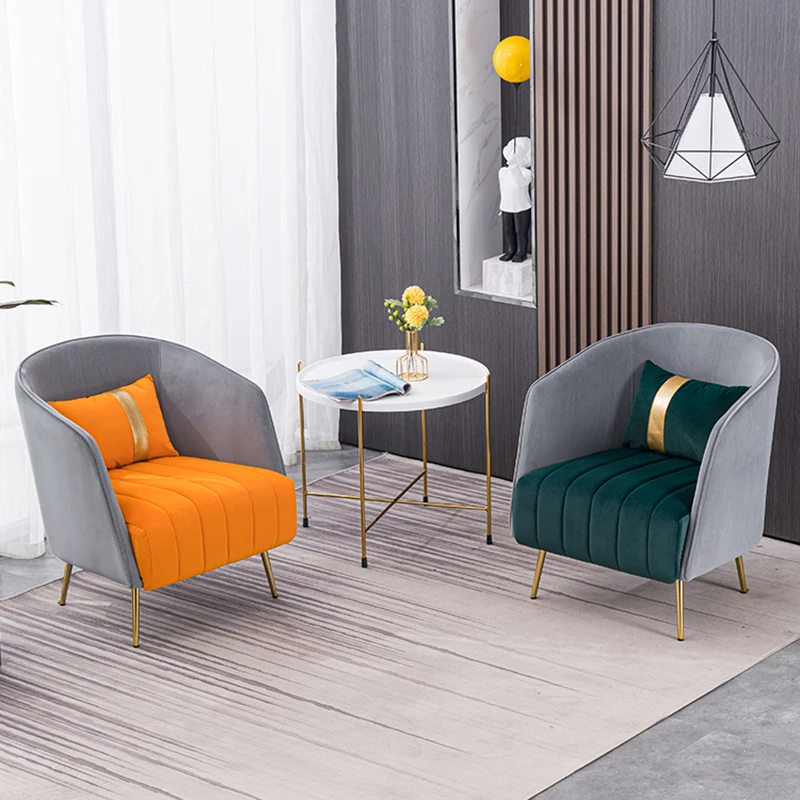 Luxury Single sofa Nordic Design living room furniture balcony velvet armchair beauty salon waiting chair lobby soft chairs | Мебель
