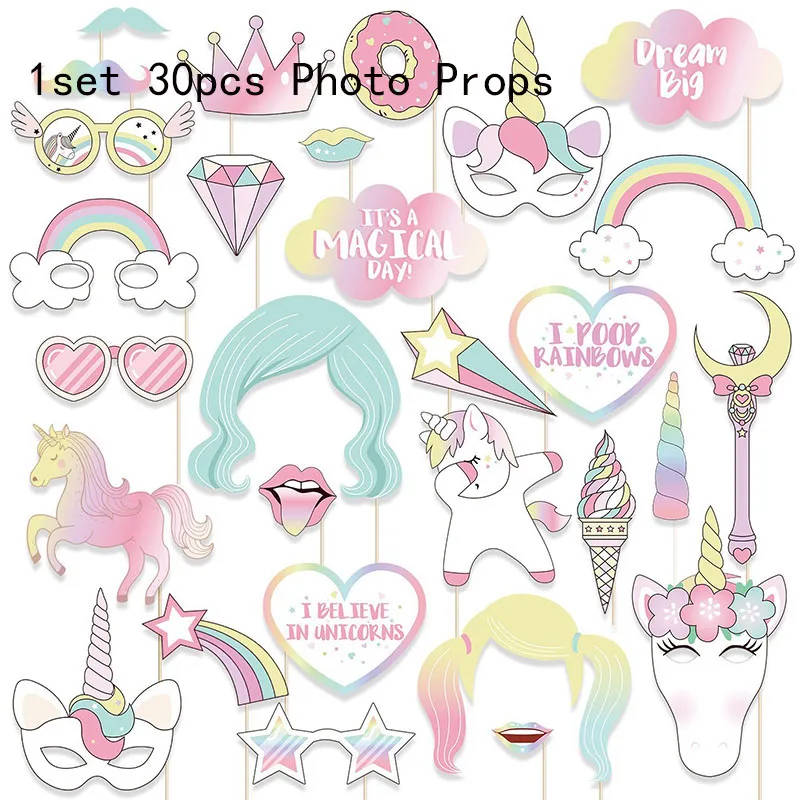 unicorn photo props Вечерние украшения в виде единорога 3D большие воздушные шары из фольги в виде животного для девочек на день рождения вечерние украшения - Цвет: unicorn photo props