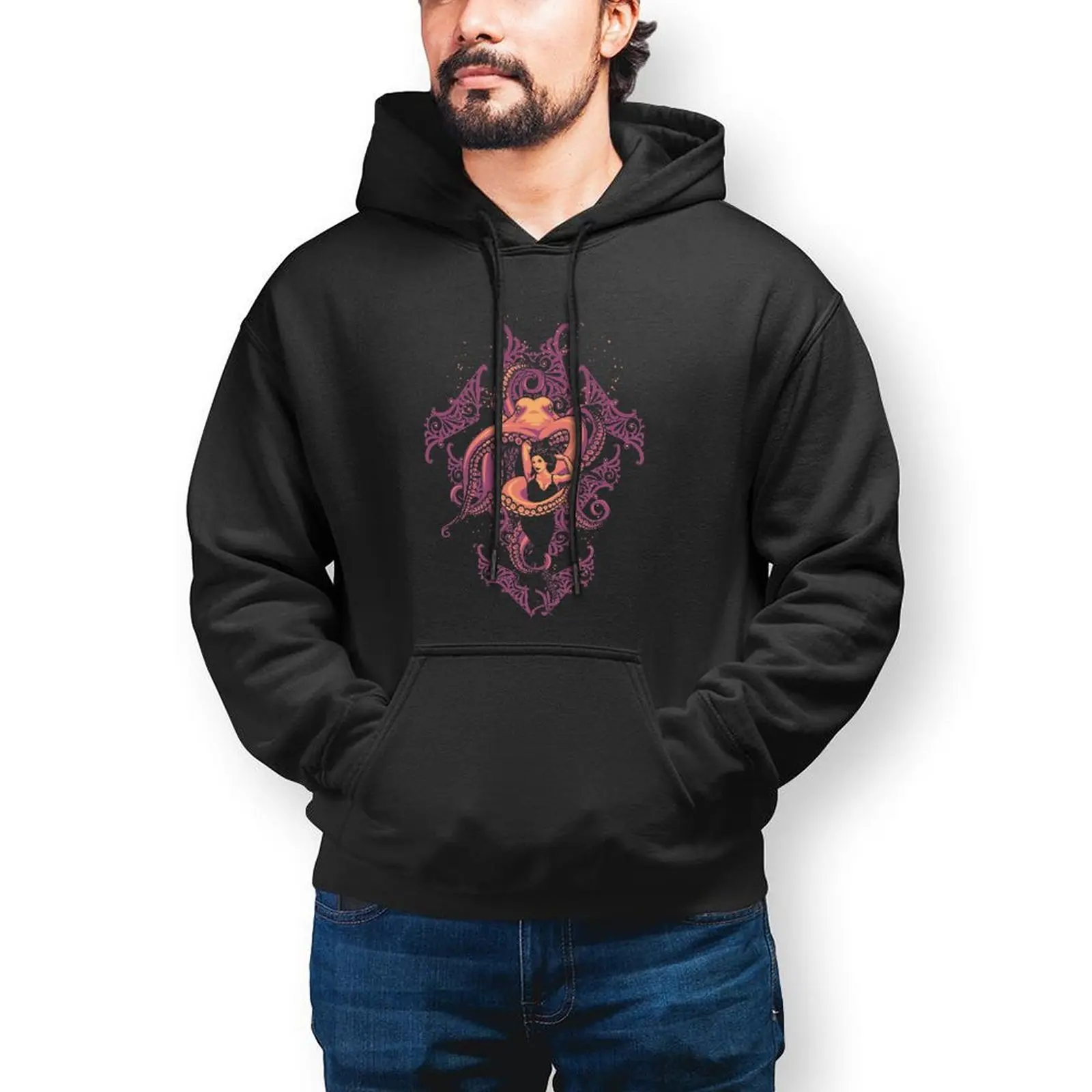 

Octopus Hoodie Cotton Warm Hoodies Cool Long Length Loose Pullover Hoodie Over Size Mens