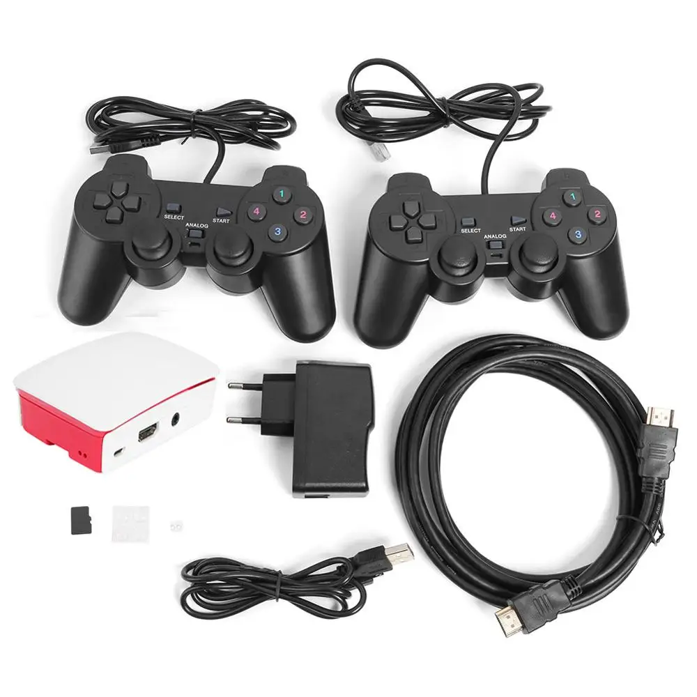 16000 игр 128G четырехъядерный ТВ игровой ящик для Rraspberry Pi с USB проводным геймпадом контроллер HDMI выход на ТВ видео игровые консоли