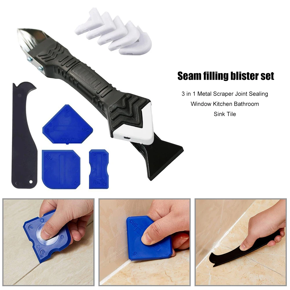 

11pcs Glass adhesive scraper Metal Scraper Spatula Sealant Remover Tile Gap Refill Tools Seal Windows kitchen bathroom sink tile