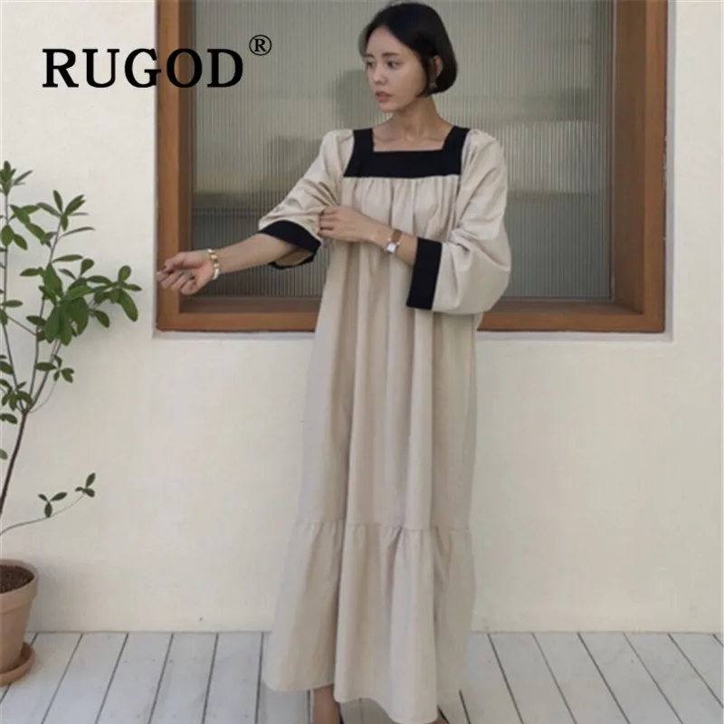 RUGOD новинка корейский стиль шикарное винтажное свободное квадратный воротник