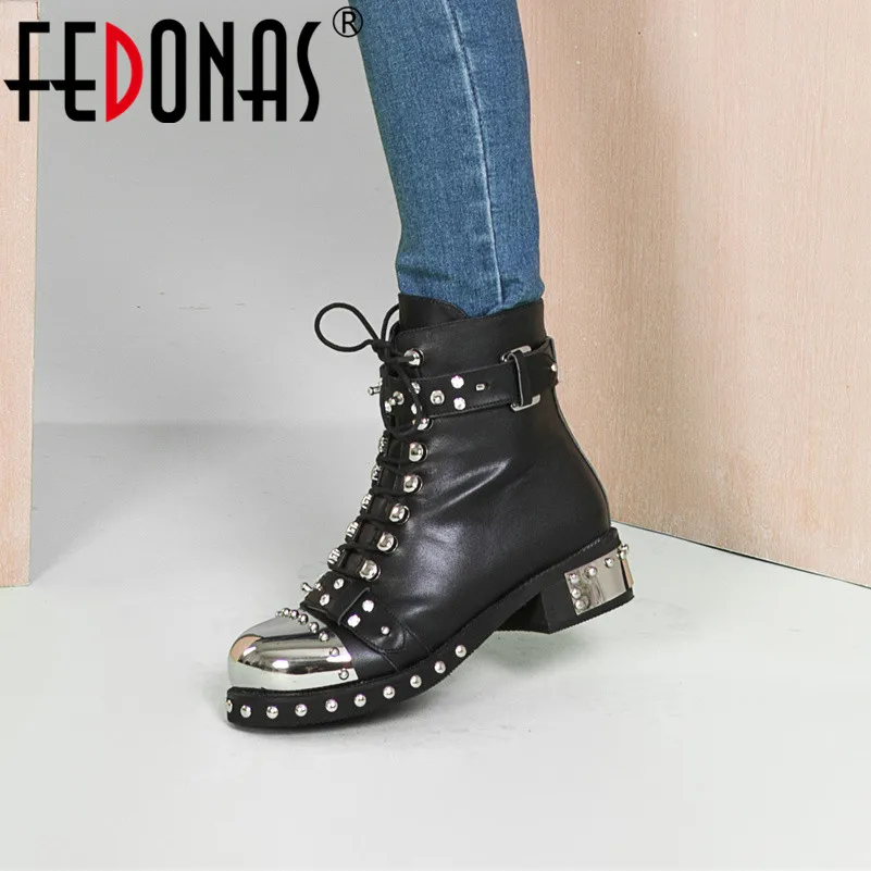 FEDONAS/брендовые зимние теплые короткие ботинки качественные женские ботильоны из