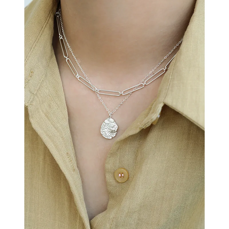 

S925 Sterling Silver Necklace Golden Link Chain Choker Necklace For Fashion Women Girlfriend Gift Silver 925 Jewelry