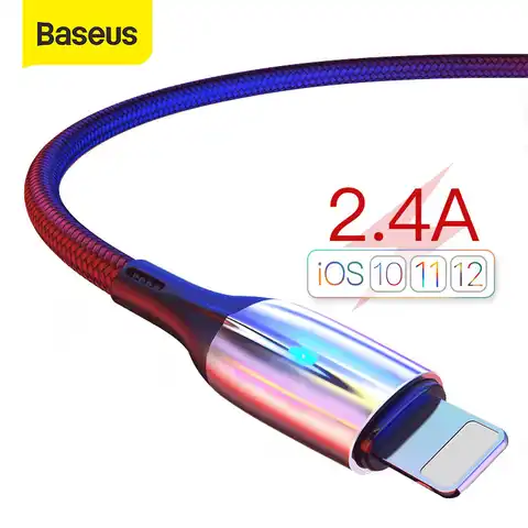 USB-кабель Baseus для iPhone 11 Pro Max Xs X 8 Plus, кабель 2,4 А, кабель для быстрой зарядки для iPhone 7 SE, зарядный кабель, USB-кабель для передачи данных
