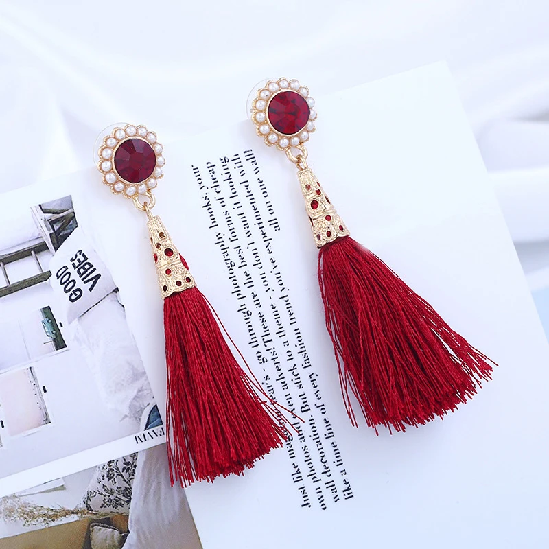 Золотые стразы жемчужные женские ювелирные изделия из сплава серьги-подвески