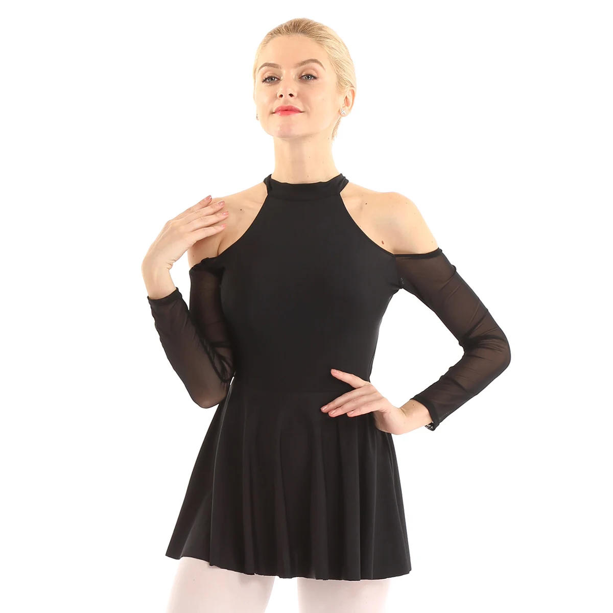 Балетное трико для женщин балерина гимнастическое платье с высокой горловиной