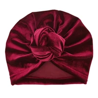10pcs new rose flower velvet hat for baby girls princess elastic soft turban caps beanies toddler infant hair headwraps hgr8mg