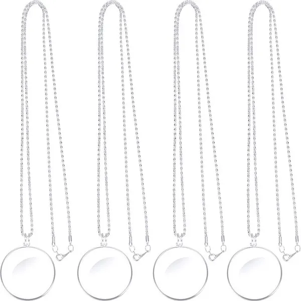 4 Pieces 5X Magnifying Glass Necklace Magnifier Pendant Optical with Chain for Library Reading Zoomi | Инструменты