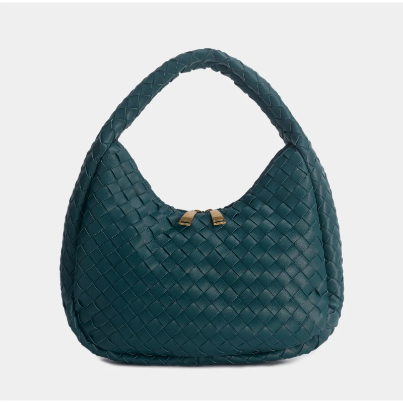 

Женская плетеная сумочка в стиле ретро, элегантная повседневная сумка-клатч из мягкой кожи карамельных цветов в стиле ретро, 2021
