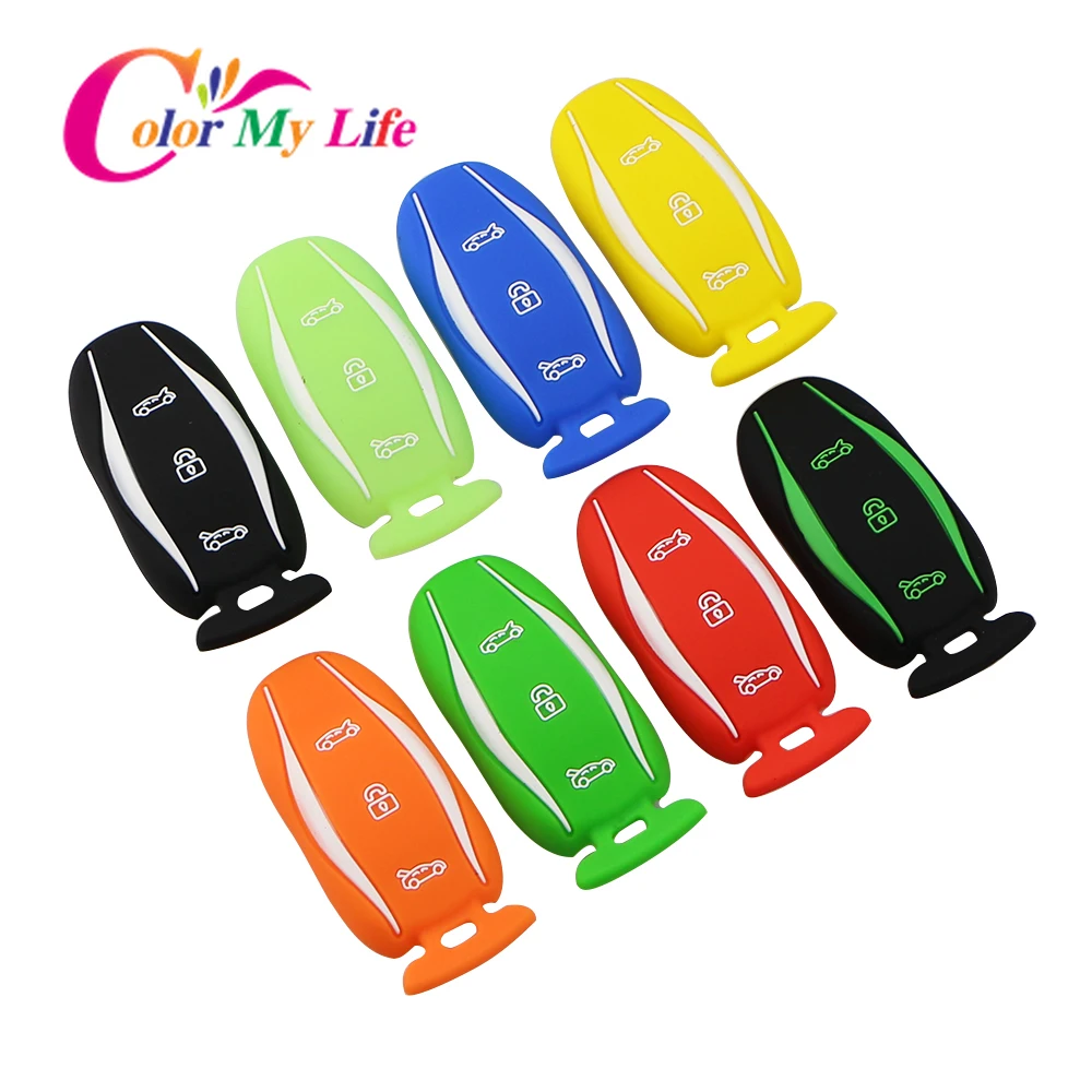 Силиконовый чехол для автомобильного ключа Tesla Model X 75D 90D 100D S защитный с 3 кнопками