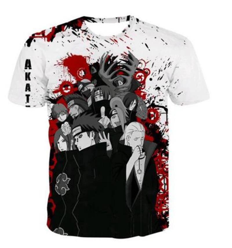 2018 Повседневная Хип хоп Женская/мужская футболка аниме Наруто Акацуки короткий