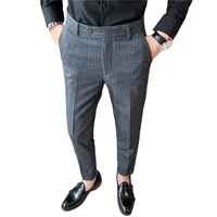2021 new fashion boutique striped formal mens slim business suit pants groom wedding dress stage performance banquet trousers