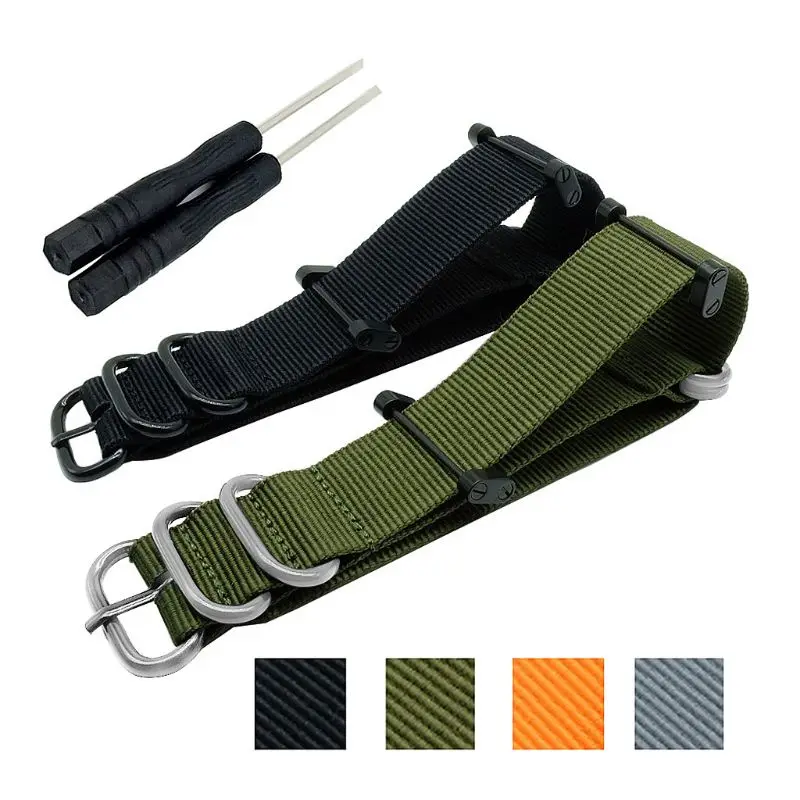 Тонкий тканый Нейлоновый Регулируемый сменный ремешок для часов с двойным