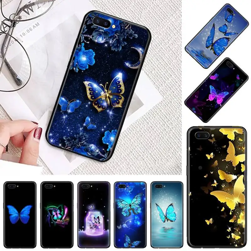 

Bling blue night butterfly Phone Case For OPPO A ax 3 5 3 37 57 59 37 73 75 83 71 2018 11 1k s PRO Cover Funda Shell Coque Capa