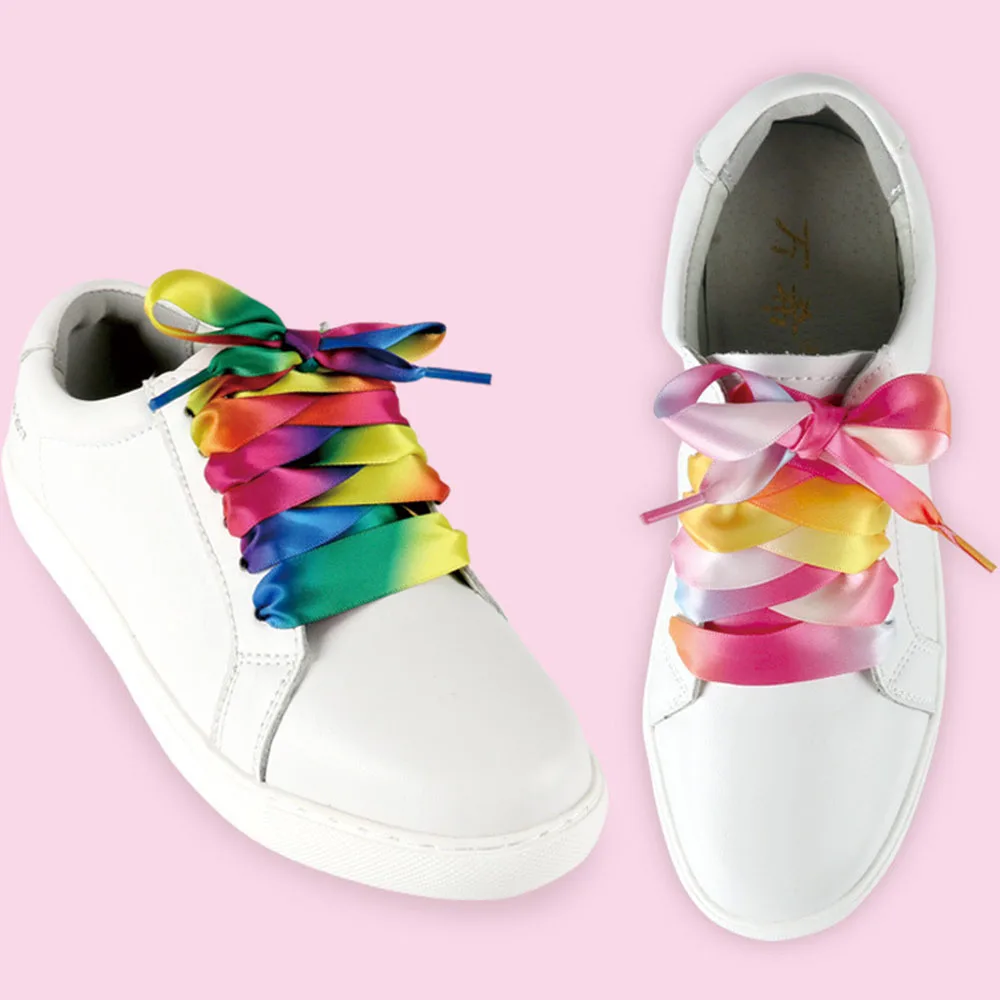 Шнурки для обуви плоские спортивные меняющие цвет с градиентом вечерние