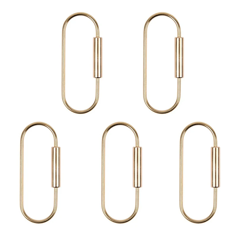 

5Pcs Durable Brass Screw Lock Keychain Simple Brass Key Chain Ellipse Shape Key Ring Brass Lock Clip Key Holders