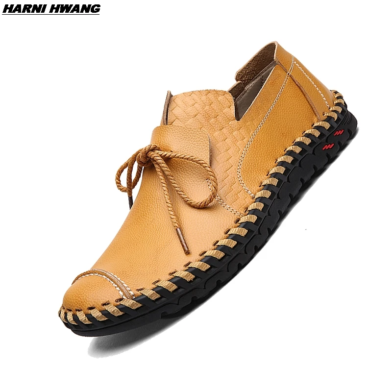 

Мужская обувь из натуральной кожи с бантом, повседневная спортивная обувь, одношаговые лоферы, мужские мокасины для вождения, мужская обувь...