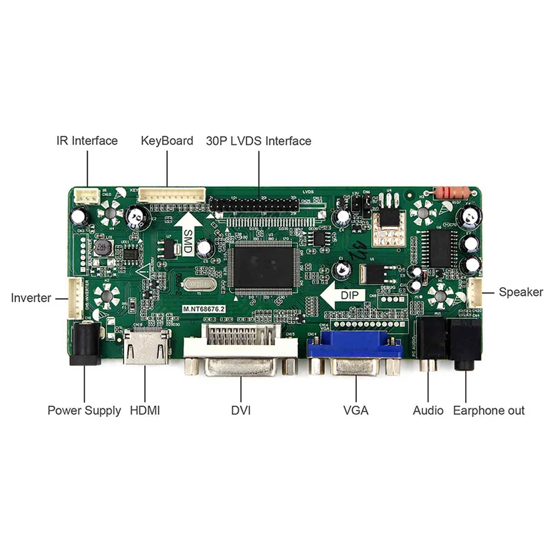 10.1 Inch HSD100IFW1 1024*600 Monitor Screen Panel LCD Display with DVI+VGA+HDMI Controller Board Kit | Компьютеры и офис