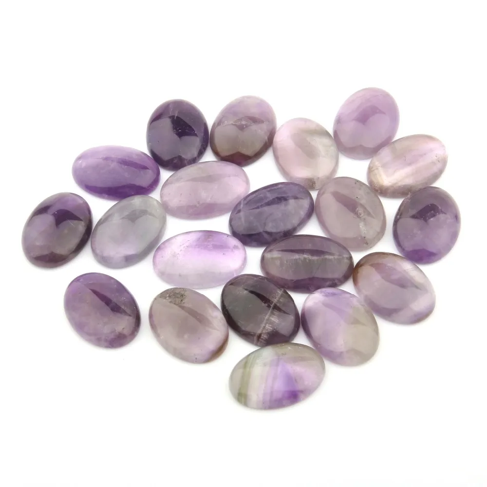 

Natural Stone Amethyst Cabochon Beads Flat Back Oval shape No Hole Loose Beads For jewelry making DIY Ring Necklace accessories