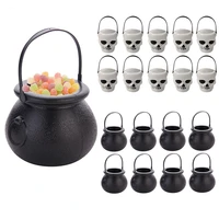 10pcs black witch candy bucket childrens toy portable skull jar halloween party decoration trick or treat