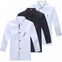 2021 new chef restaurant uniform cook coat long sleeve buttons jacket men women barista baker shirts waiter work clothes