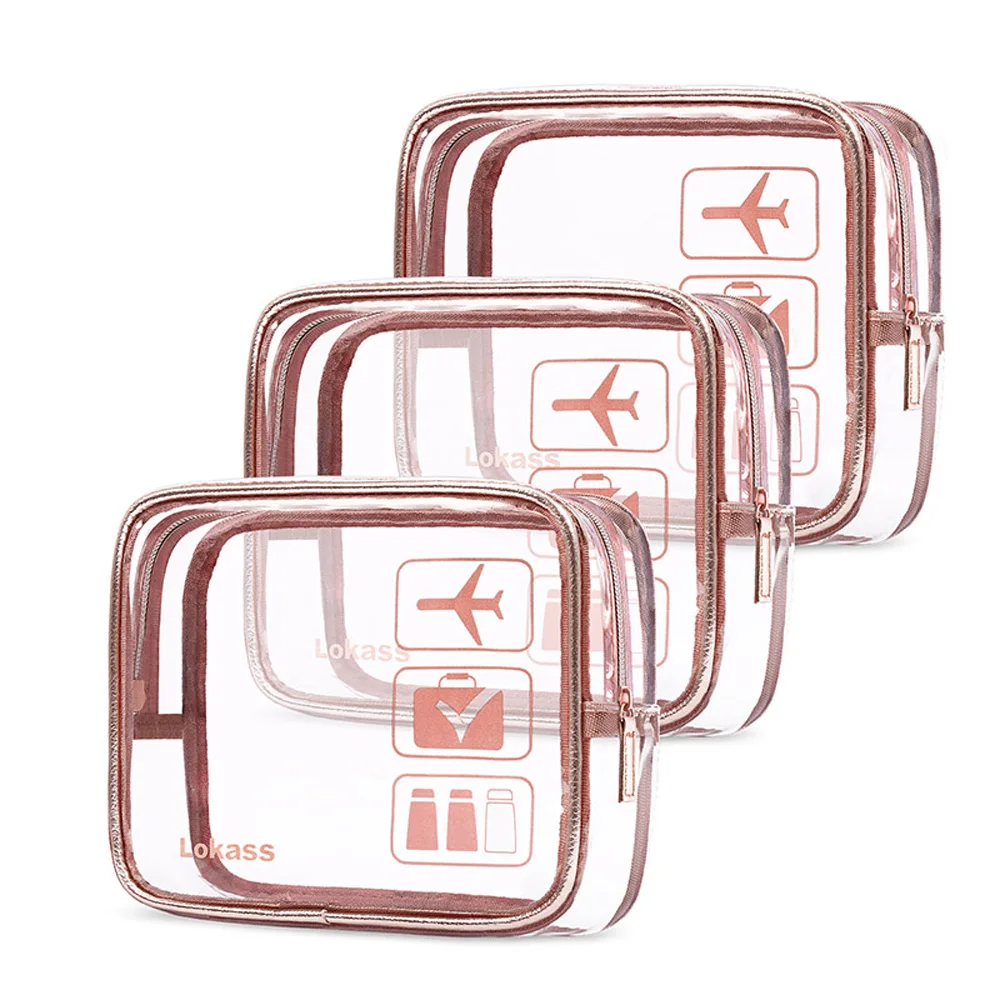 

3 PCS Waterproof Cosmetic Bag Portable Travle See Through Toiletry Makeup Storage Bag Organizer for Women Girls