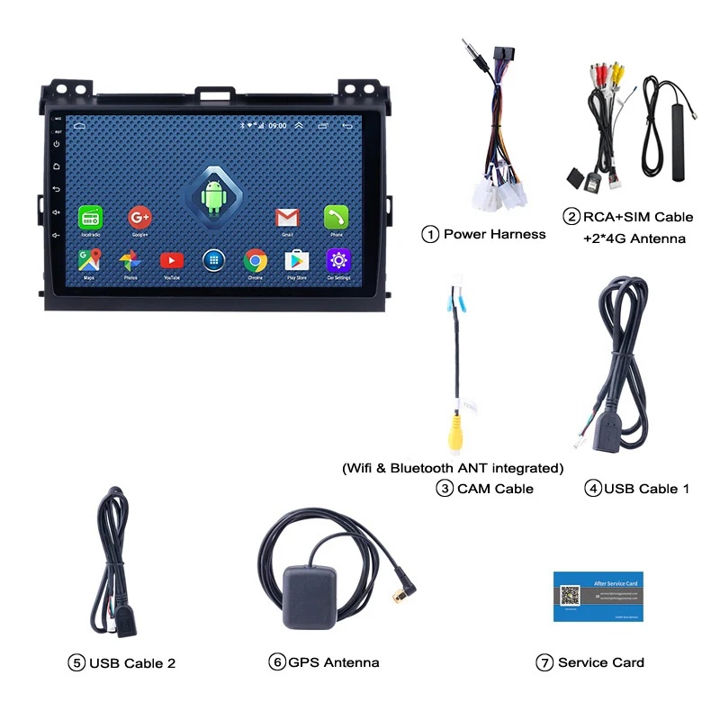 Автомобильный DVD плеер Wanqi4G Lte All Netcom 9 дюймов Android 1 для Toyota Prado 2004 2009 GPS навигация