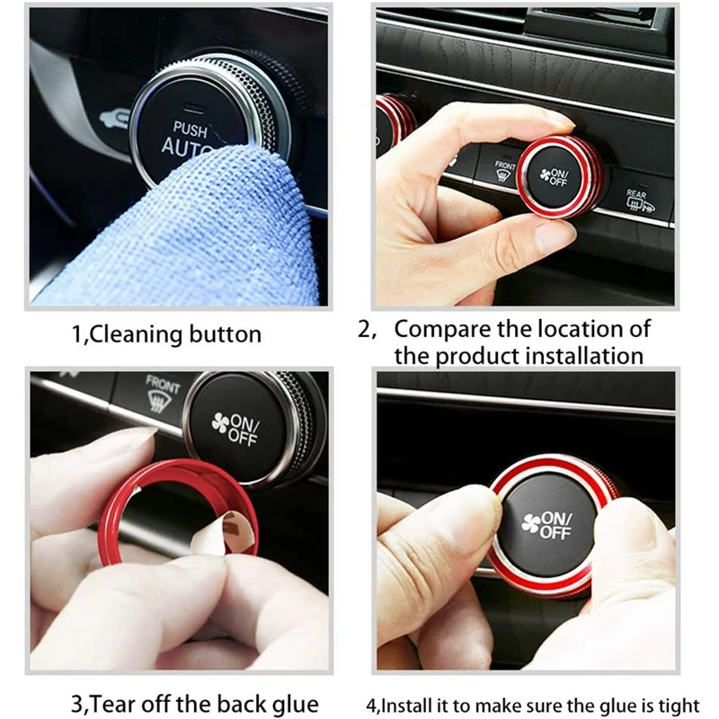5PCS Car Centre Console Air Conditioning Volume Knob Ring Cover Trim For Honda Accord Sedan Sport EX EX-L LX 2018-2021 | Автомобили и