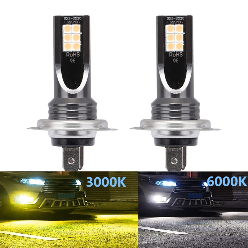 2 шт. H7 светодиодный лампы H1 H3 H11 HB3 HB4 9005 9006 12 3030SMD 1500LM супер яркий Автомобильный