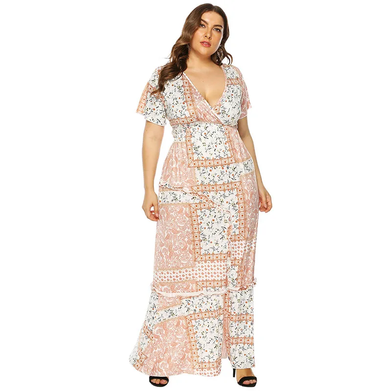 

Женское платье с глубоким V-образным вырезом, с коротким рукавом