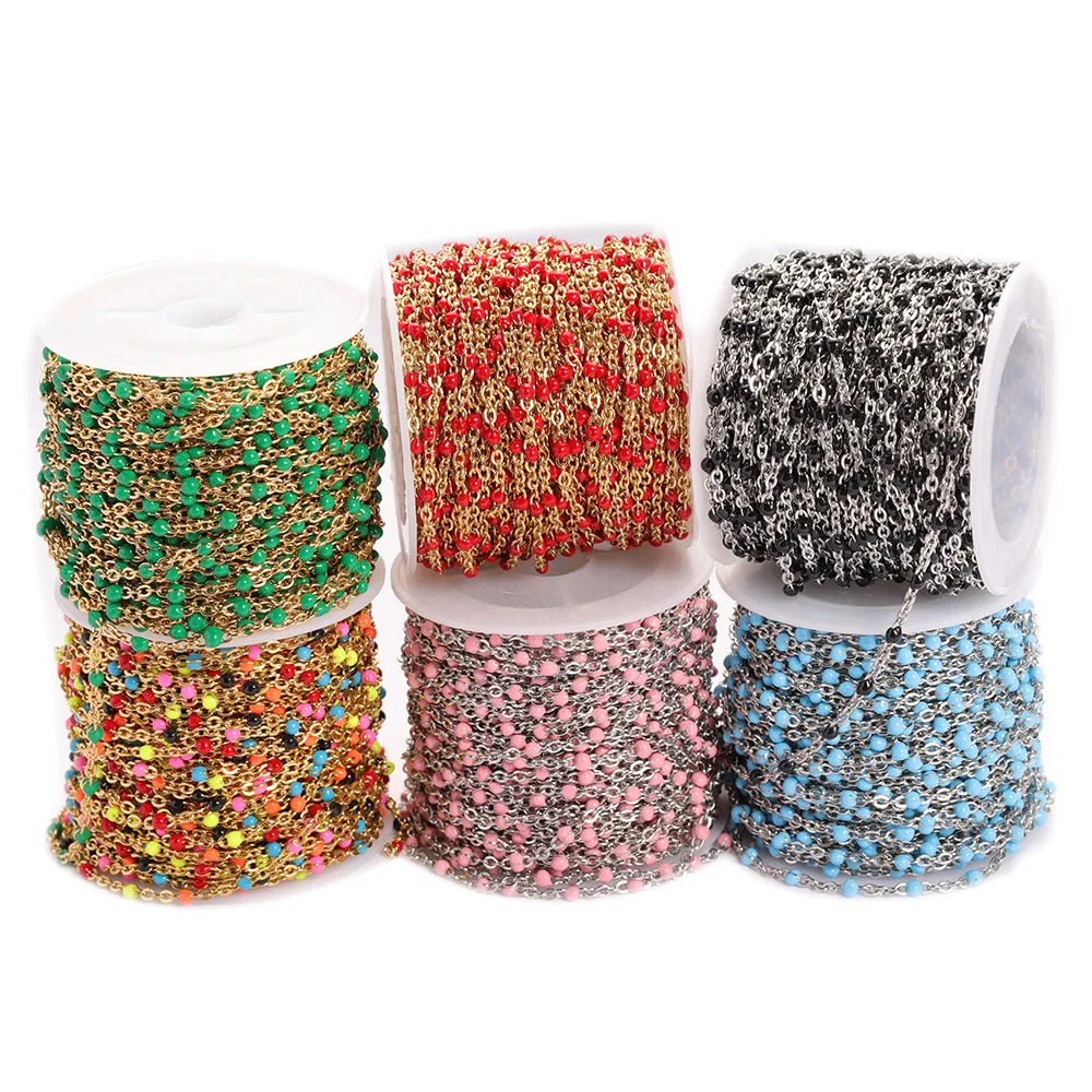 2 метра кабель из нержавеющей стали эмаль Золотая цепь объемные звенья петли