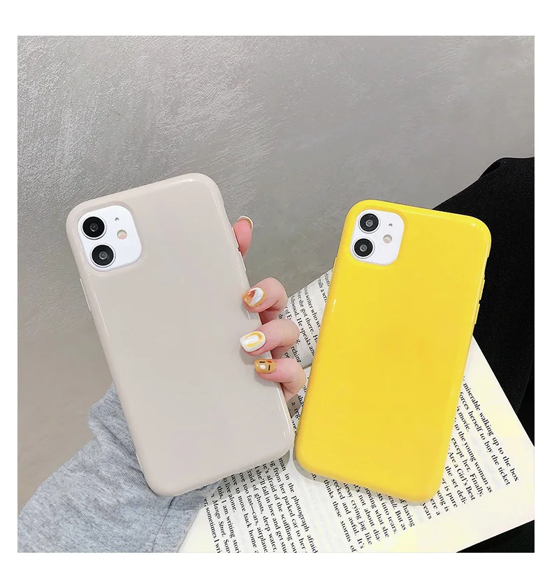SUYACS Candy Color Glossy Phone Cases For iPhone 11 Pro Max XR XS 6 6S 7 8 Plus X Soft TPU Full Body Back Cover Coque Gift | Мобильные