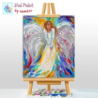 colorful angel girl art picture diy painting by numbers colouring zero basis handpainted oil painting unique gift home decor