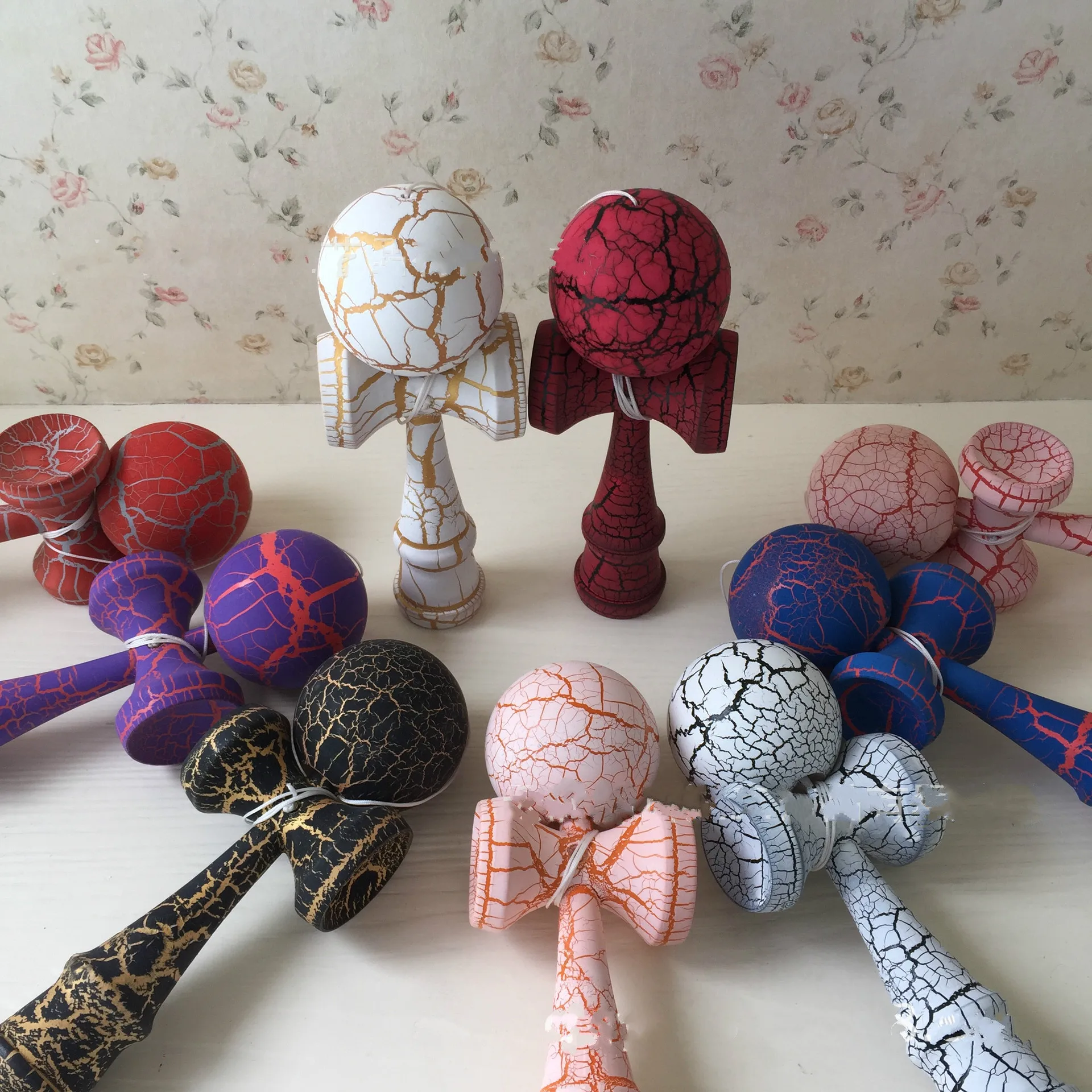 Новый Полный трещиная краска деревянный шар Kendama образования традиционный