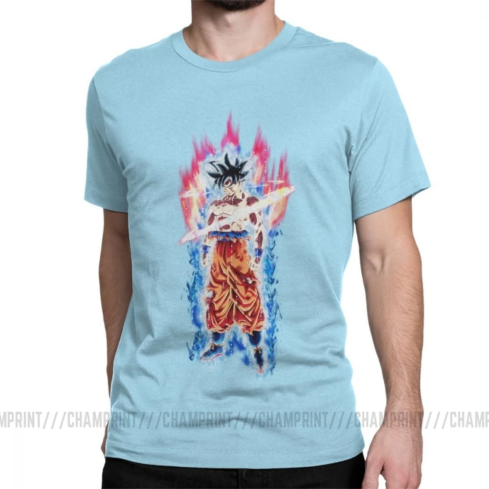 Goku Beerus Dragon Ball, мужские футболки, Vegeta Dbz, аниме, Harajuku, Забавные футболки, короткий рукав, вырез лодочкой, футболки, чистый хлопок, рисунок - Цвет: Небесно-голубой