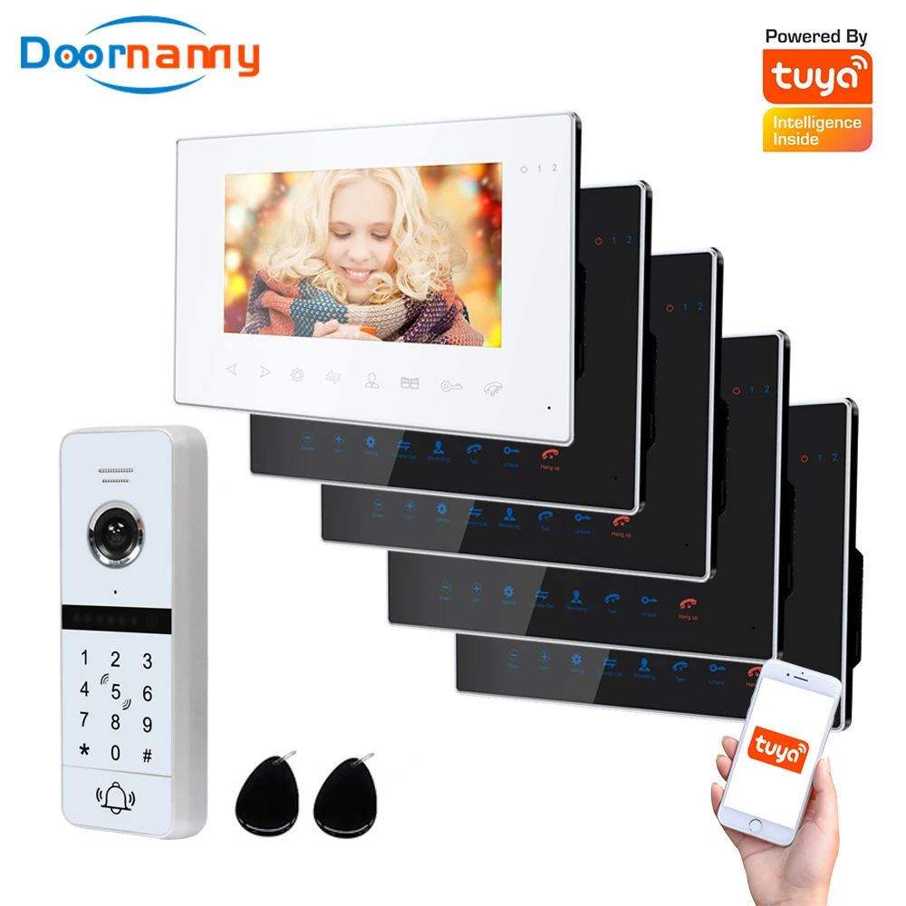 

Doornanny WiFi Video Intercom Kit Villa Apartment System 1Doorbell 5Home Doorphone Video Call AHD 960P Tuya APP Remote Unlock