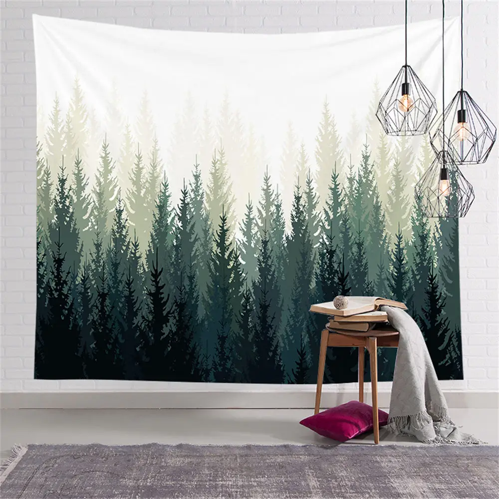 

Custom Simple Forest Landscape Autumn Tapestry Hippie Tapestries Wall Art Decor Hanging Fabric Living Ceiling Room Decor CGT005