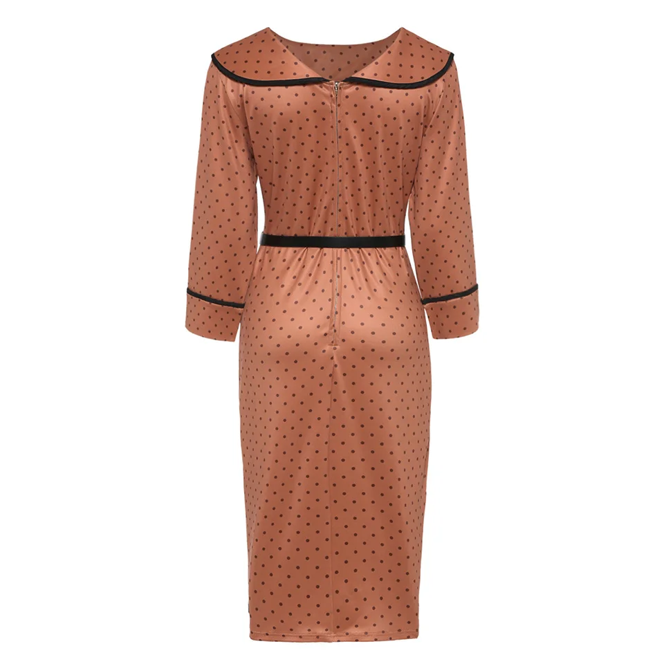 Sisjuly Женщины Bodycon Горошек Платье Сексуальная Элегантная Партия Платье Оболочка Лоскутное Кнопка Женский Осень Ретро Карандаш Старинные Платья