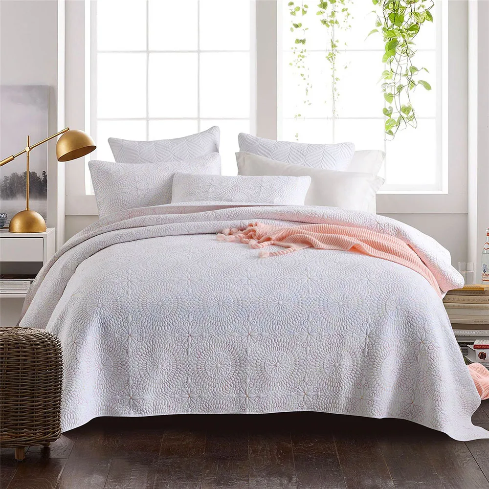 

Новинка, роскошные покрывала на кровать, комплект из 3 предметов, Хлопковое одеяло для кровати, наволочка с вышивкой, Королевский размер, Лет...