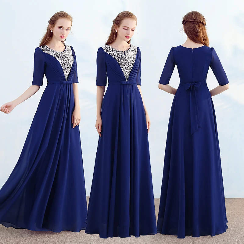 

Women's long evening dress plus size O neck HALF sleeve beading formal prom event dress RED sexy cocktail wedding party dress