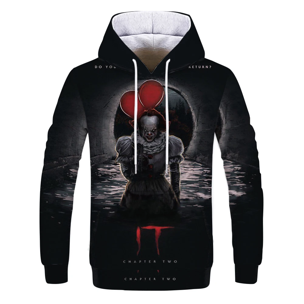 

Horror movie clown back to the soul night 3D spring and autumn new printed men's and women's hoodie Harajuku boys sweatshirt 3D