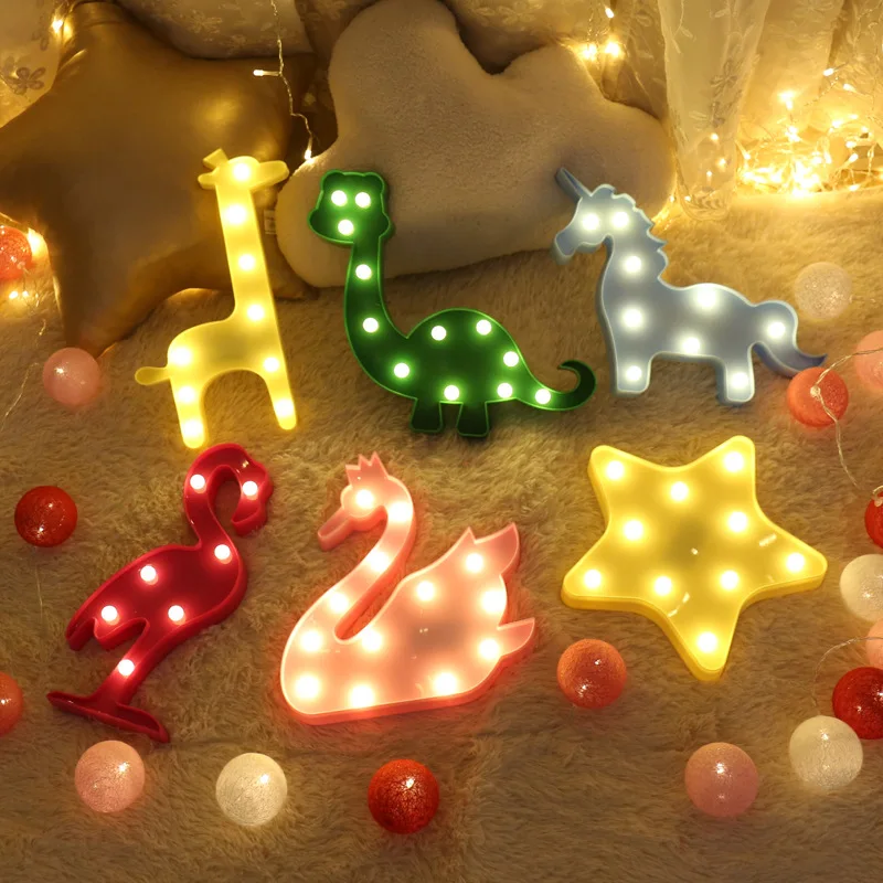 

3D LED Nightlight Flamingo Cute Unicorn LED Night Lights Cactus Pineapple Star Lighting Decoration Wall Lamp Decorative Lamp