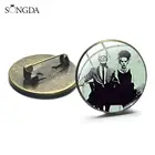 Классическая Брошь из фильма ужасов Франкенштейн ручной работы стеклянная кабошон с фото Металлические Булавки Франкенштейн и его невеста Готический значок