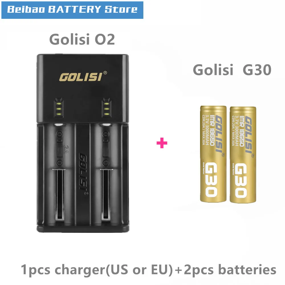 Golisi G30 IMR 18650 батарея 3000 мАч аккумуляторная для VAPE с O2 интеллектуальное зарядное